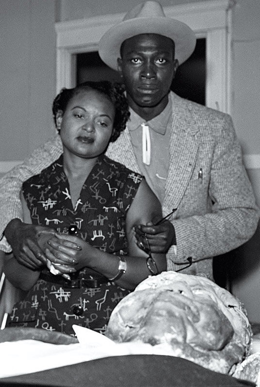 Mamie Till Bradley and Gene Mobley at Emmett Till&rsquo;s funeral, Chicago, September 1955